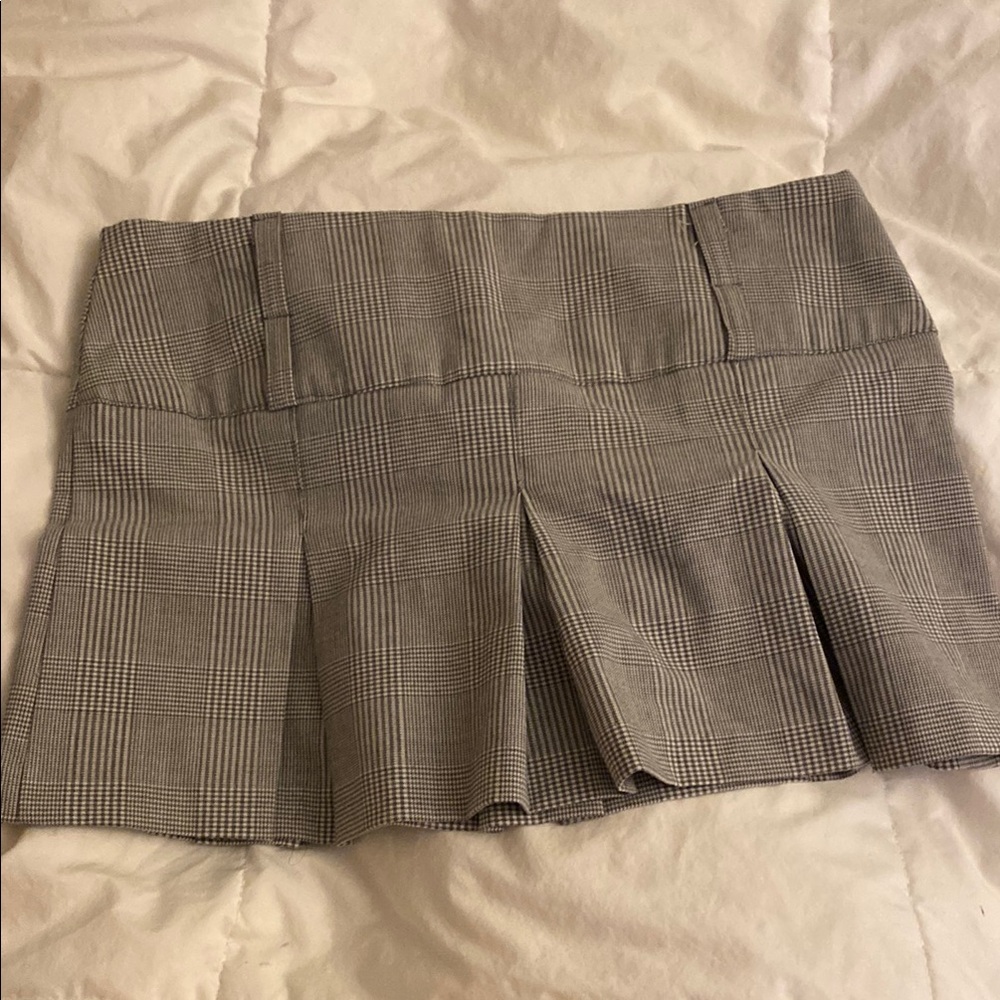 Vintage Mini Gray Plaid Pleated Skirt